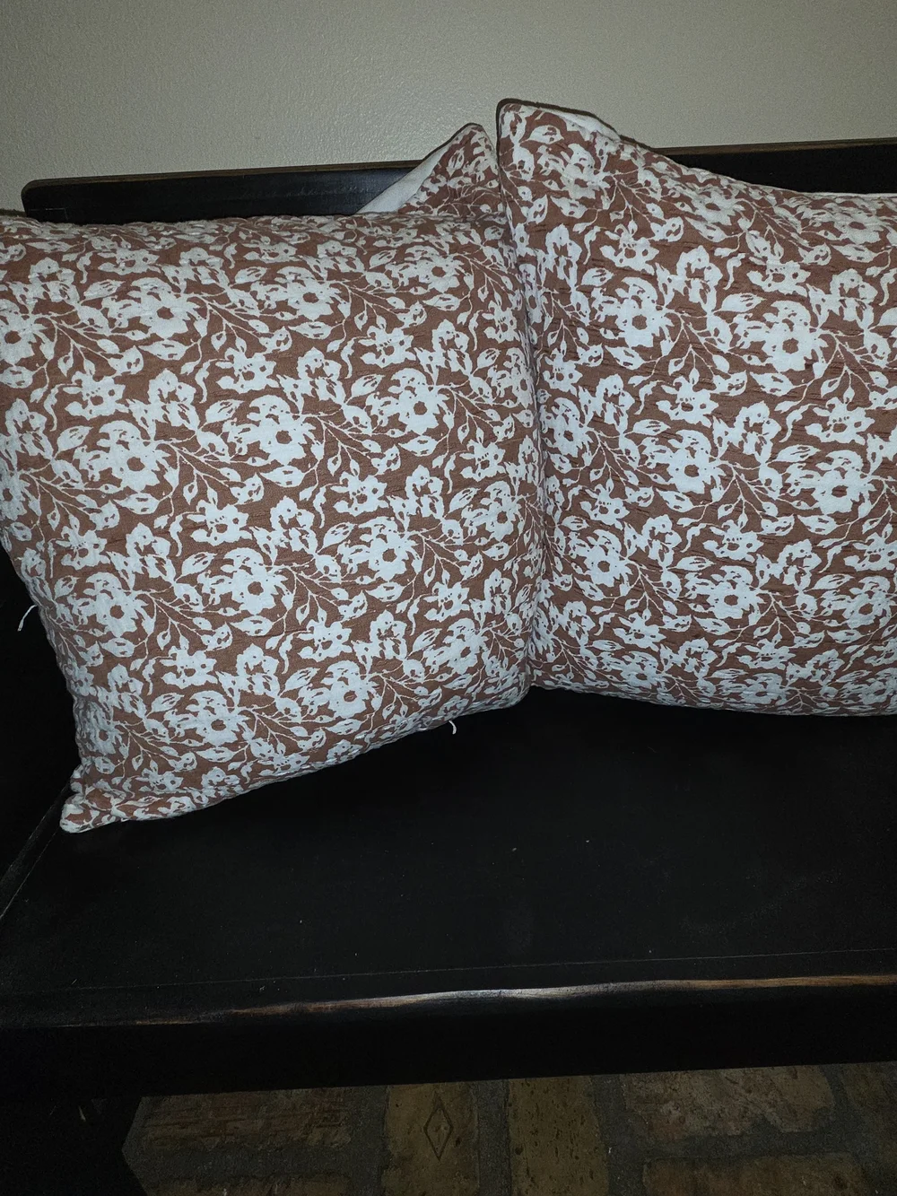 Decorative Dusty Brown Floral Throw Feather Pillow - Set of 2